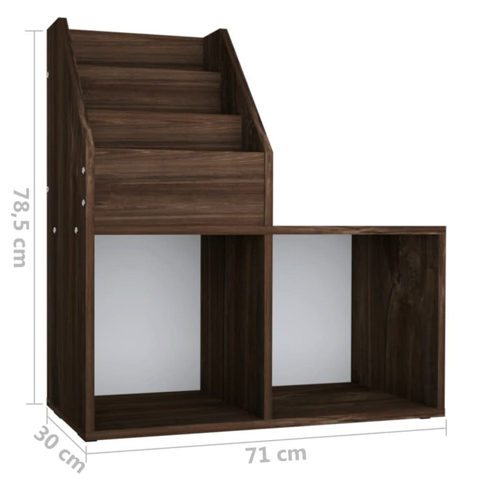 Raft reviste copii, stejar afumat, 71x30x78,5cm, lemn prelucrat - WALTI WALTI