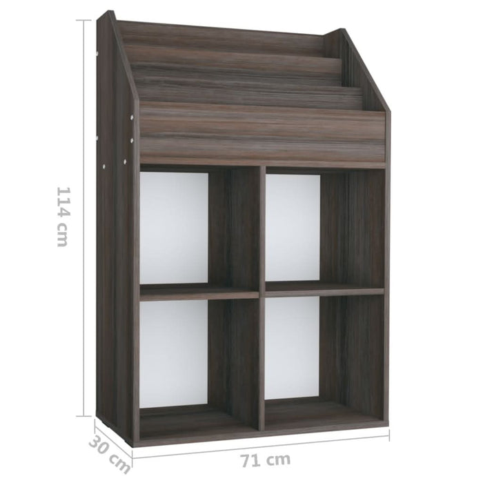 Raft reviste copii gri/stejar sonoma 71x30x114cm lemn prelucrat - WALTI WALTI