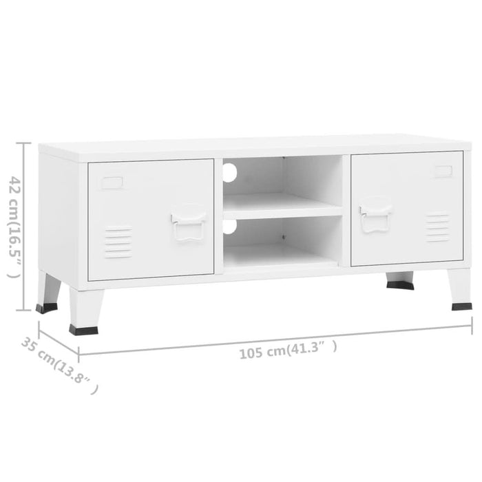 Dulap TV industrial, alb, 105x35x42 cm, metal - WALTI WALTI