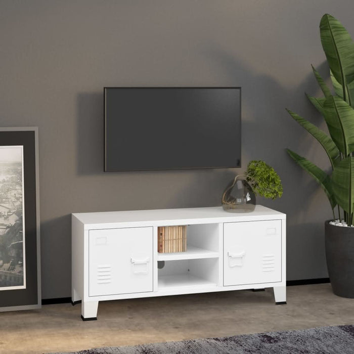 Dulap TV industrial, alb, 105x35x42 cm, metal - WALTI WALTI