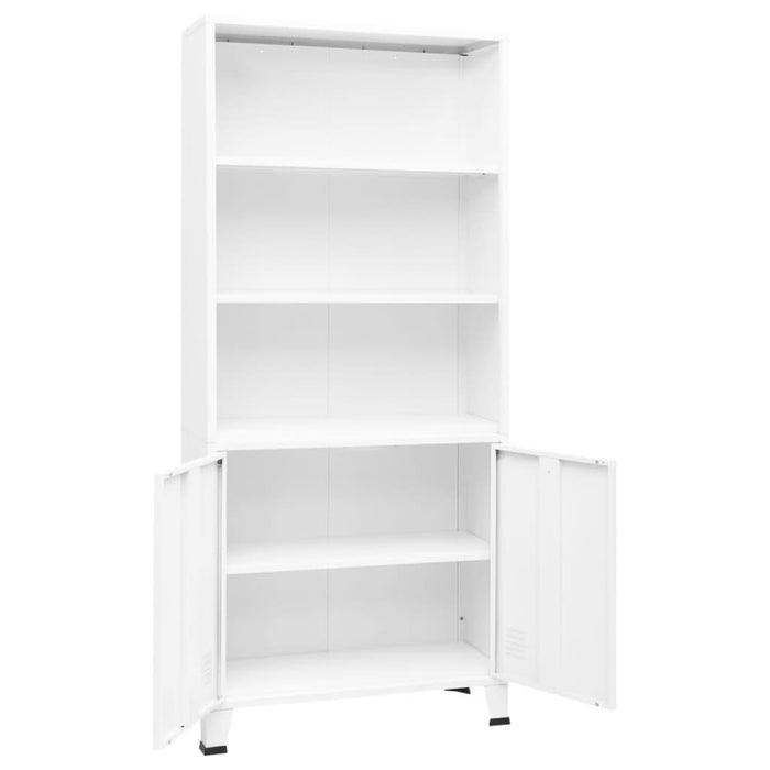 Bibliotecă tip industrial, alb, 80x32x180 cm, oțel - WALTI WALTI