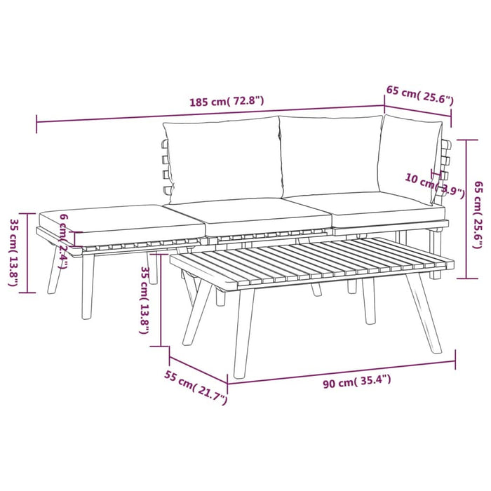 Set mobilier de grădină cu perne, 4 piese, lemn masiv de acacia - WALTI WALTI
