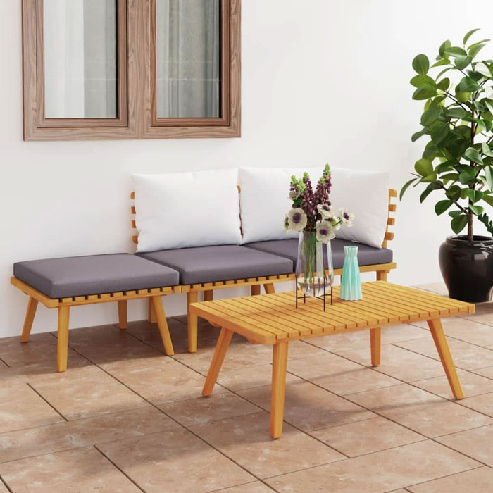 Set mobilier de grădină cu perne, 4 piese, lemn masiv de acacia - WALTI WALTI