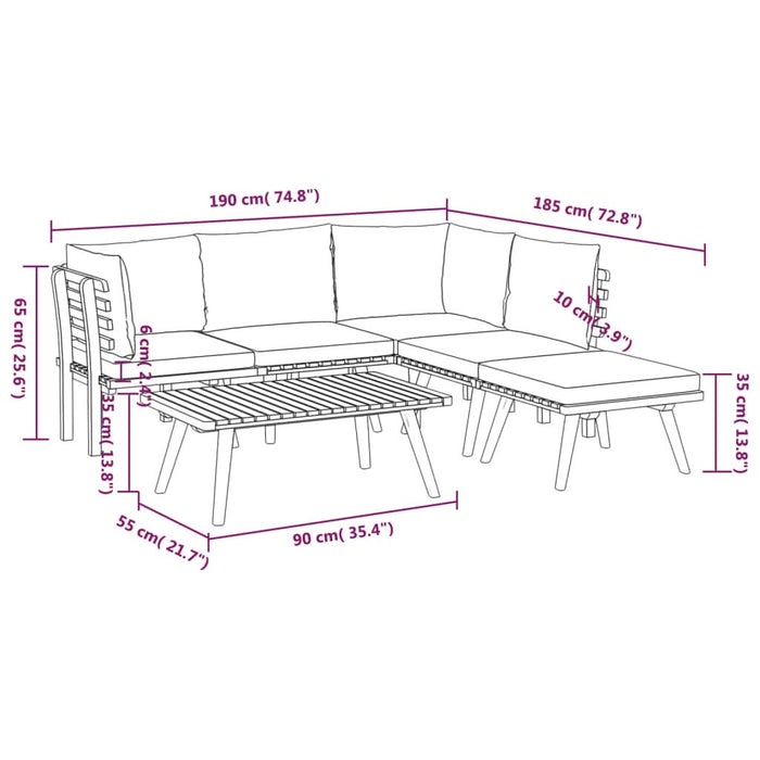Set mobilier de grădină cu perne, 6 piese, lemn masiv acacia - WALTI WALTI