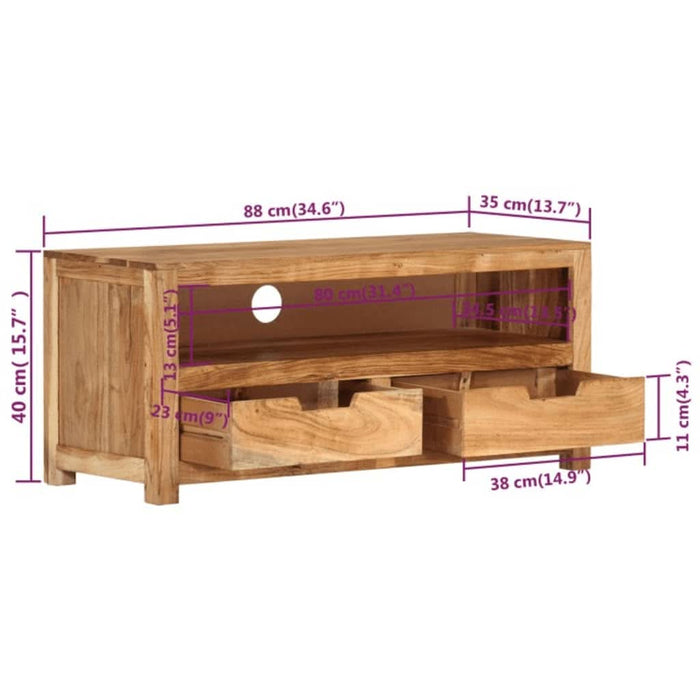 Comodă TV, 88x35x40 cm, lemn masiv de acacia - WALTI WALTI