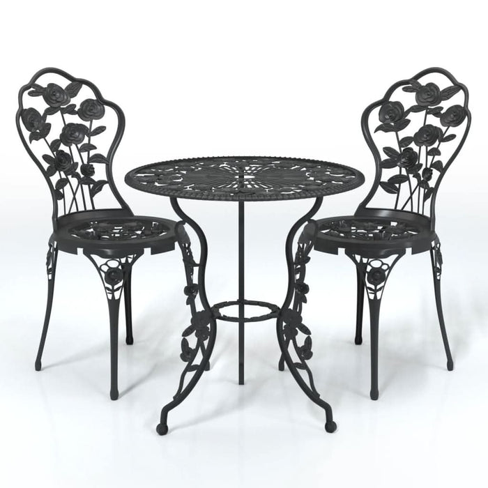 Set mobilier bistro, 3 piese, negru, aluminiu turnat - WALTI WALTI