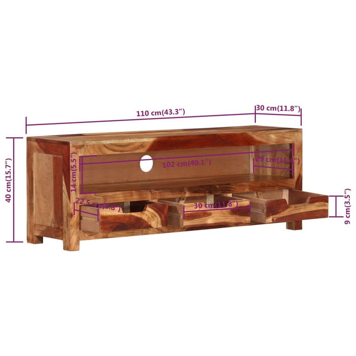 Comodă TV, 110x30x40 cm, lemn masiv de acacia - WALTI WALTI