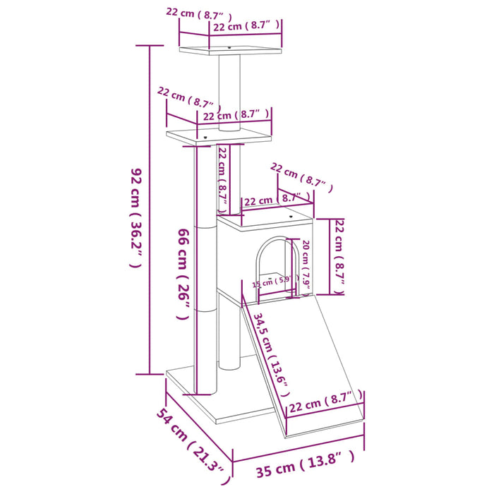 Ansamblu pisici, stâlpi din funie sisal, gri deschis, 92 cm - WALTI WALTI