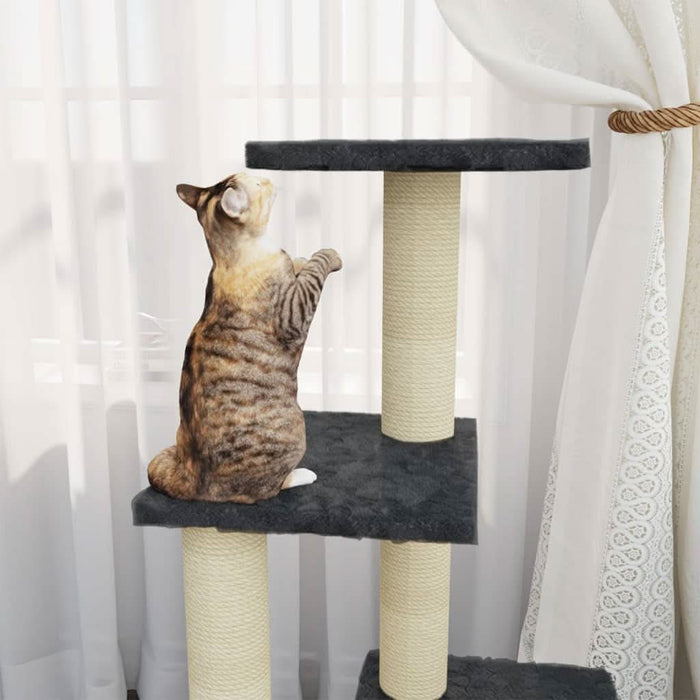 Ansamblu pisici cu stâlpi din funie de sisal, gri închis, 92 cm - WALTI WALTI