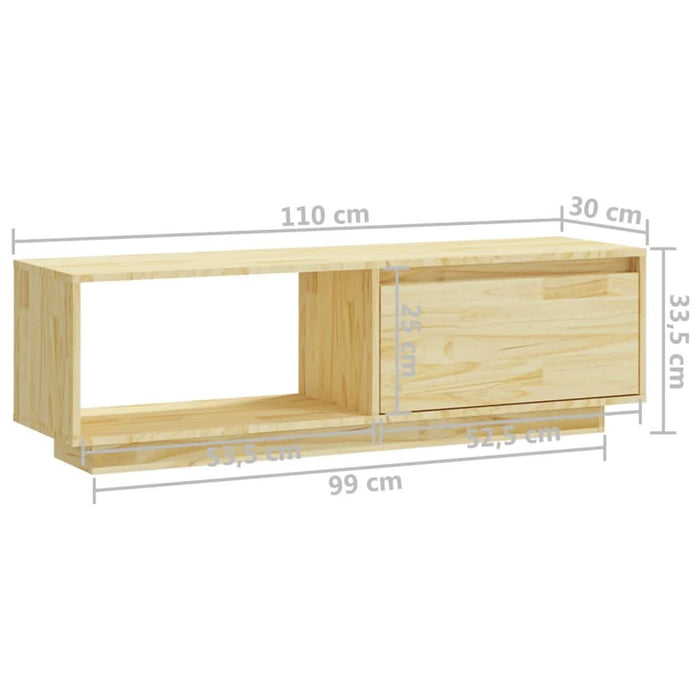 Comodă TV, 110x30x33,5 cm, lemn masiv de pin - WALTI WALTI