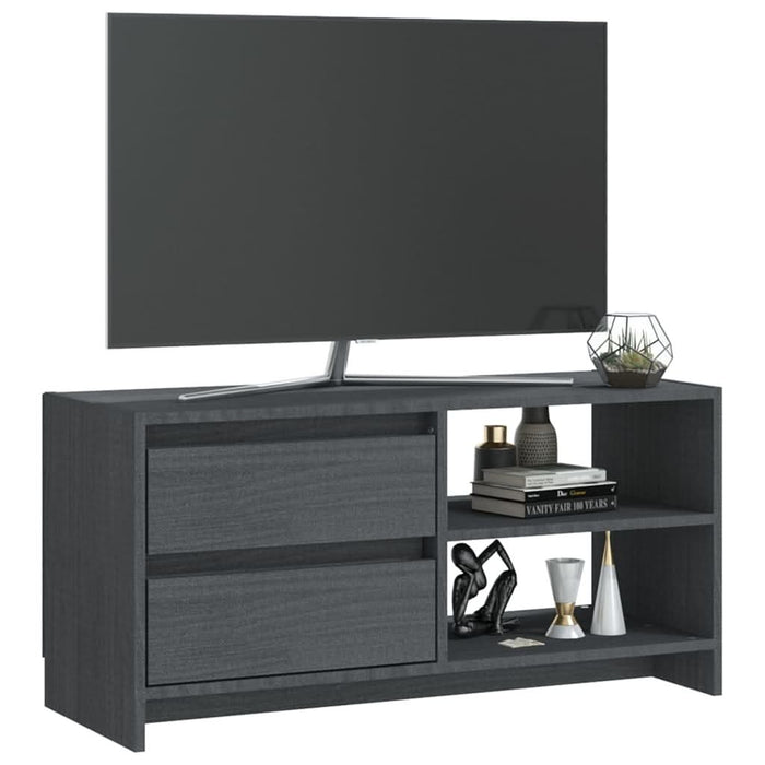 Comodă TV, gri, 80x31x39 cm, lemn masiv de pin - WALTI WALTI