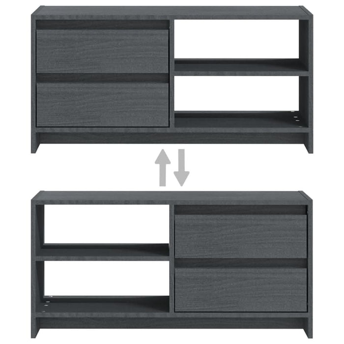 Comodă TV, gri, 80x31x39 cm, lemn masiv de pin - WALTI WALTI