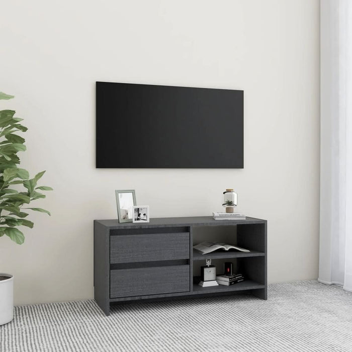 Comodă TV, gri, 80x31x39 cm, lemn masiv de pin - WALTI WALTI