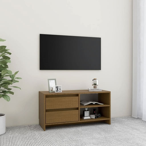 Comodă TV, maro miere, 80x31x39 cm, lemn masiv de pin - WALTI WALTI