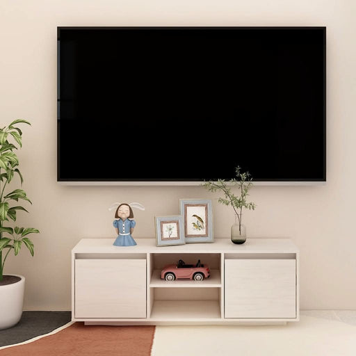 Comodă TV, alb, 110x30x40 cm, lemn masiv de pin - WALTI WALTI