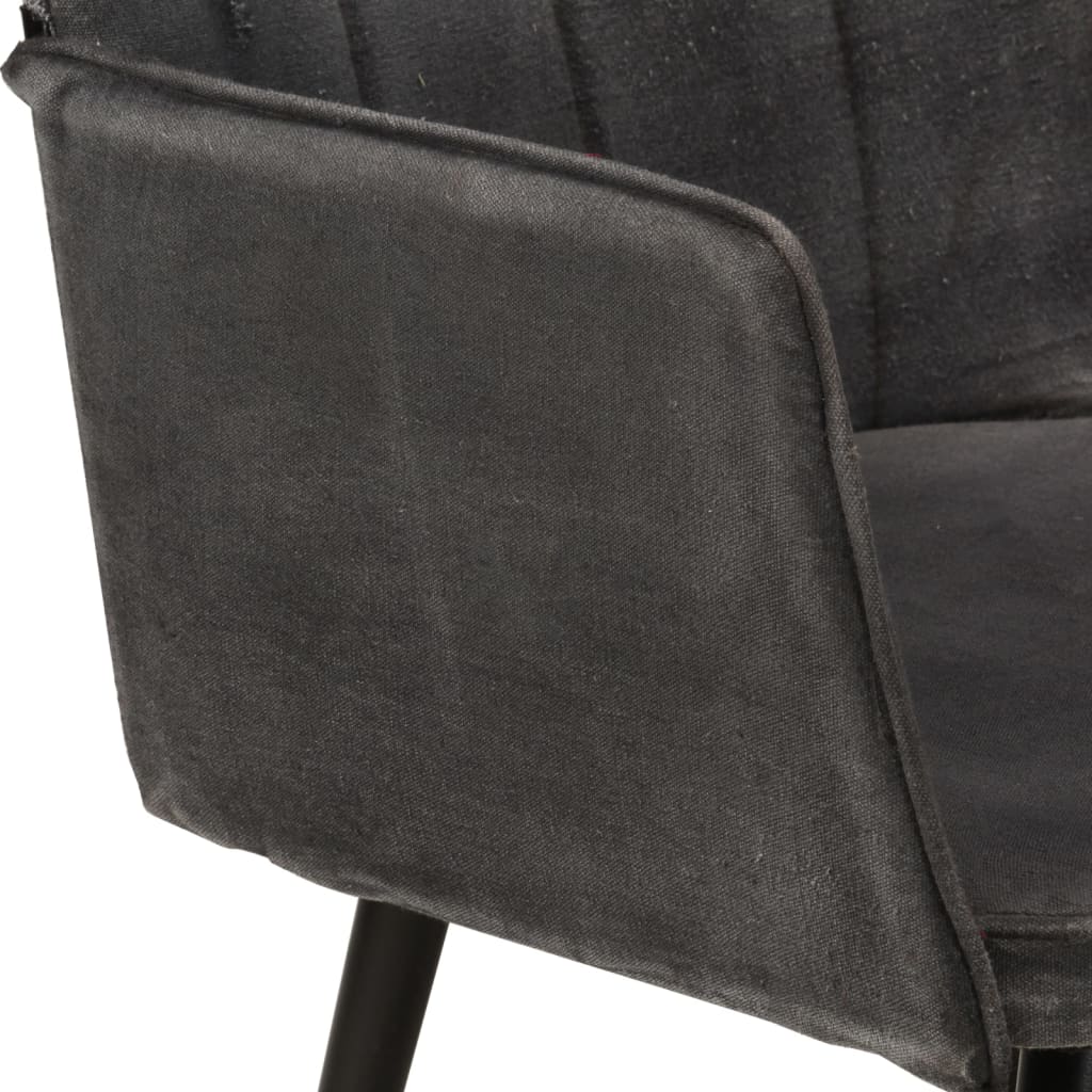 Scaun cu spătar și taburet, negru vintage, pânză