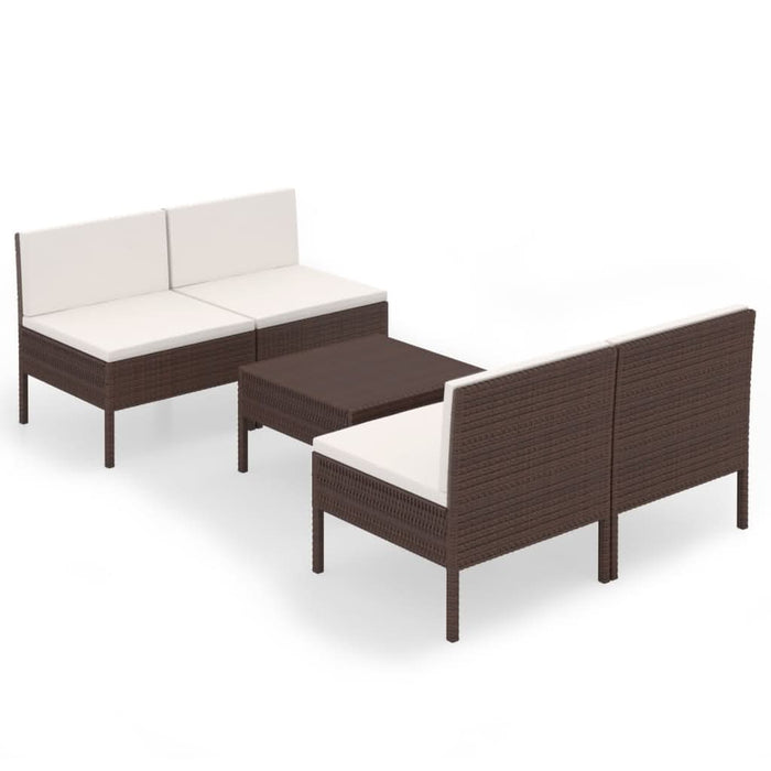 Set mobilier de grădină cu perne, 5 piese, maro, poliratan - WALTI WALTI