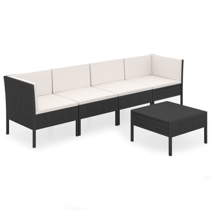 Set mobilier de grădină cu perne, 5 piese, negru, poliratan - WALTI WALTI