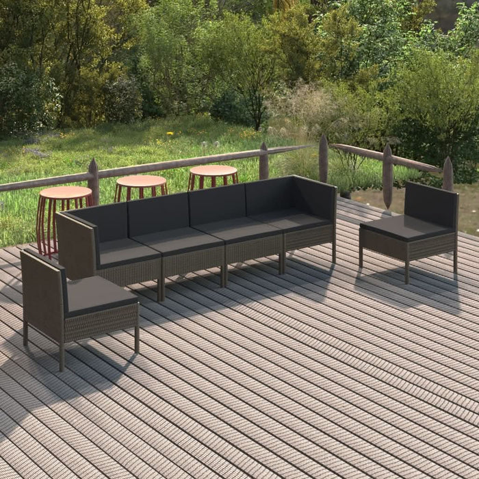 Set mobilier de grădină cu perne, 6 piese, gri, poliratan - WALTI WALTI
