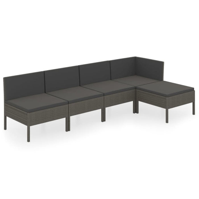 Set mobilier de grădină cu perne, 5 piese, gri, poliratan - WALTI WALTI