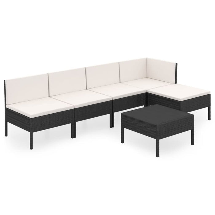 Set mobilier de grădină cu perne, 6 piese, negru, poliratan - WALTI WALTI