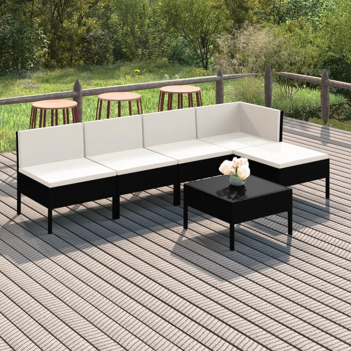 Set mobilier de grădină cu perne, 6 piese, negru, poliratan - WALTI WALTI