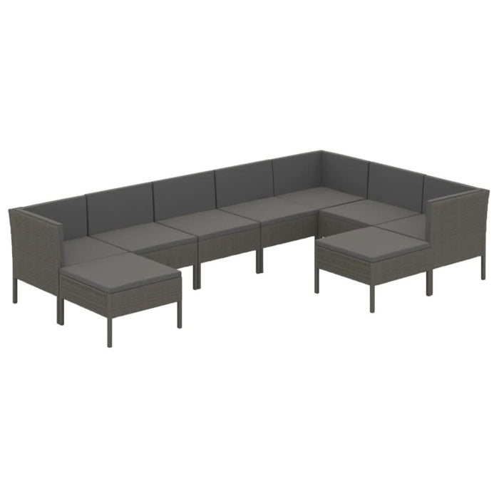 Set mobilier de grădină cu perne, 9 piese, gri, poliratan - WALTI WALTI