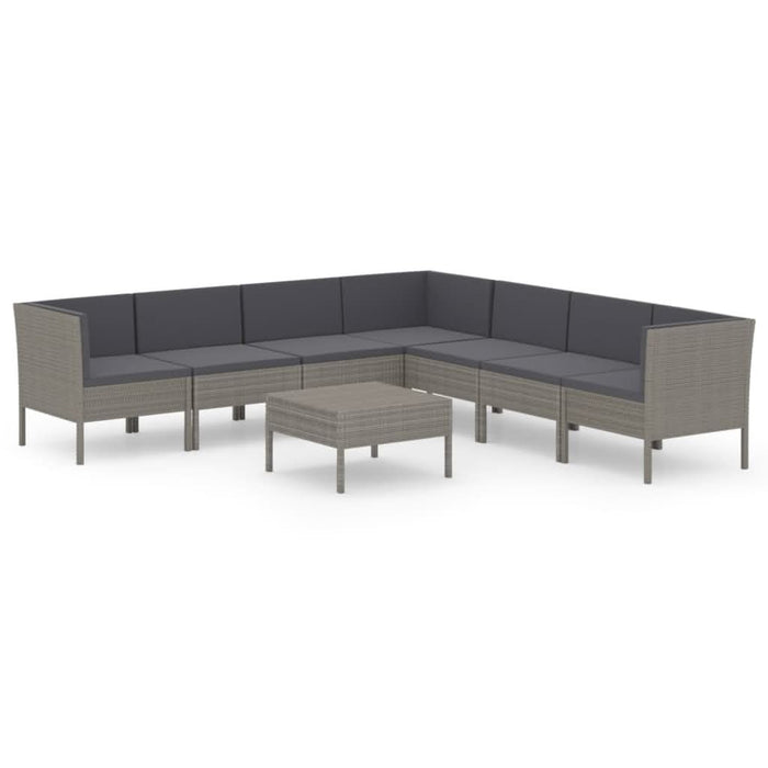 Set mobilier de grădină cu perne, 8 piese, gri, poliratan - WALTI WALTI