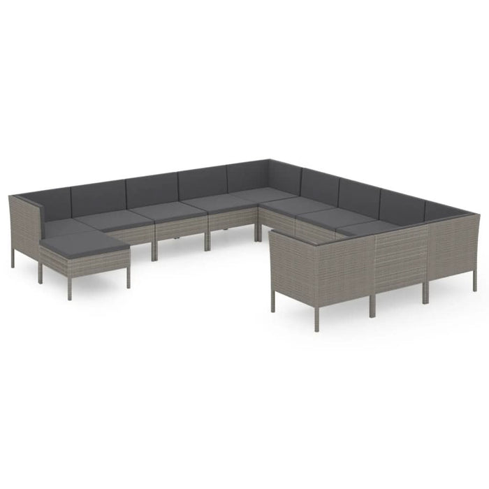 Set mobilier de grădină cu perne, 12 piese, gri, poliratan - WALTI WALTI