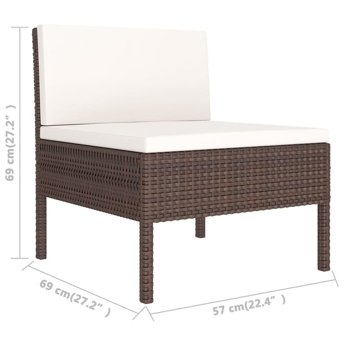 Set mobilier de grădină cu perne, 7 piese, maro, poliratan - WALTI WALTI