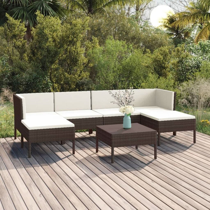 Set mobilier de grădină cu perne, 7 piese, maro, poliratan - WALTI WALTI