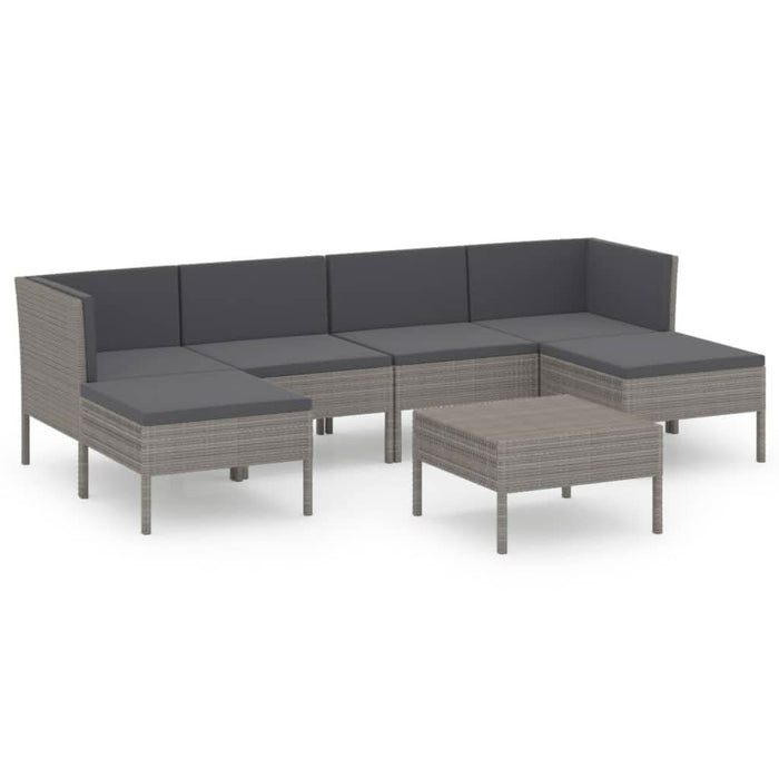 Set mobilier de grădină cu perne, 7 piese, gri, poliratan - WALTI WALTI