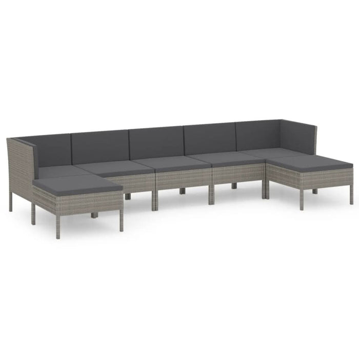 Set mobilier de grădină cu perne, 7 piese, gri, poliratan - WALTI WALTI