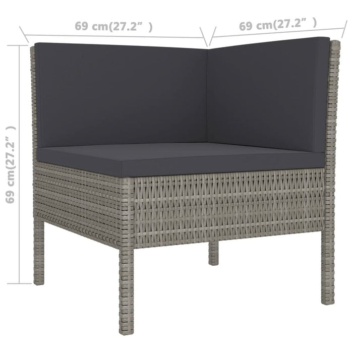 Set mobilier de grădină cu perne, 8 piese, gri, poliratan - WALTI WALTI