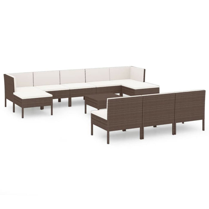 Set mobilier de grădină cu perne, 11 piese, maro, poliratan - WALTI WALTI
