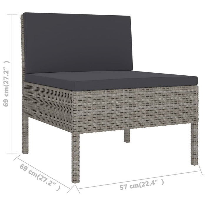 Set mobilier de grădină cu perne, 10 piese, gri, poliratan - WALTI WALTI