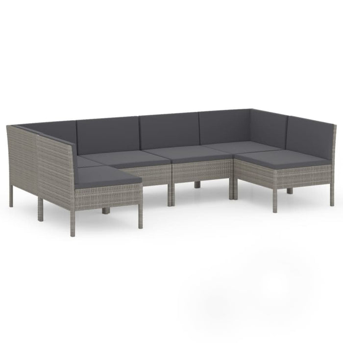 Set mobilier de grădină cu perne, 6 piese, gri, poliratan - WALTI WALTI