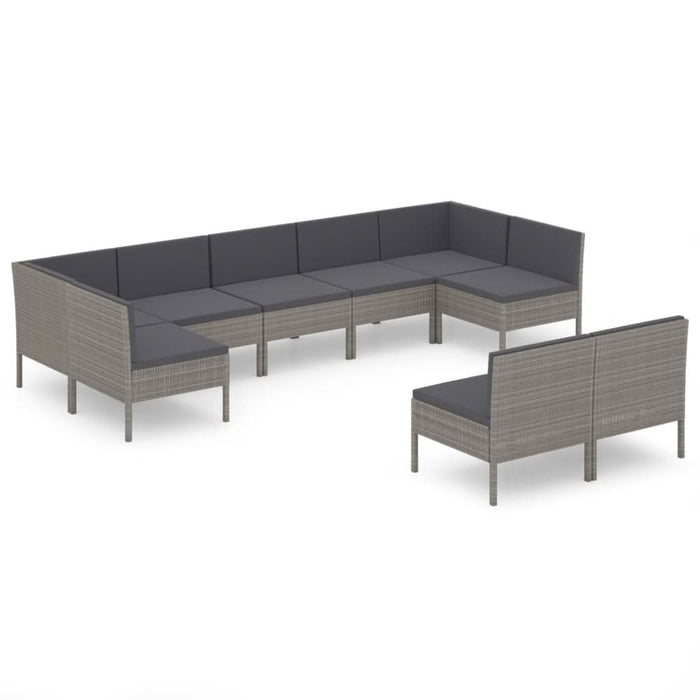 Set mobilier de grădină cu perne, 9 piese, gri, poliratan - WALTI WALTI