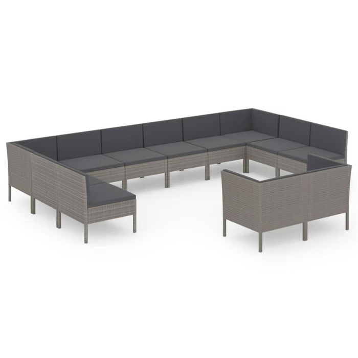 Set mobilier de grădină cu perne, 12 piese, gri, poliratan - WALTI WALTI