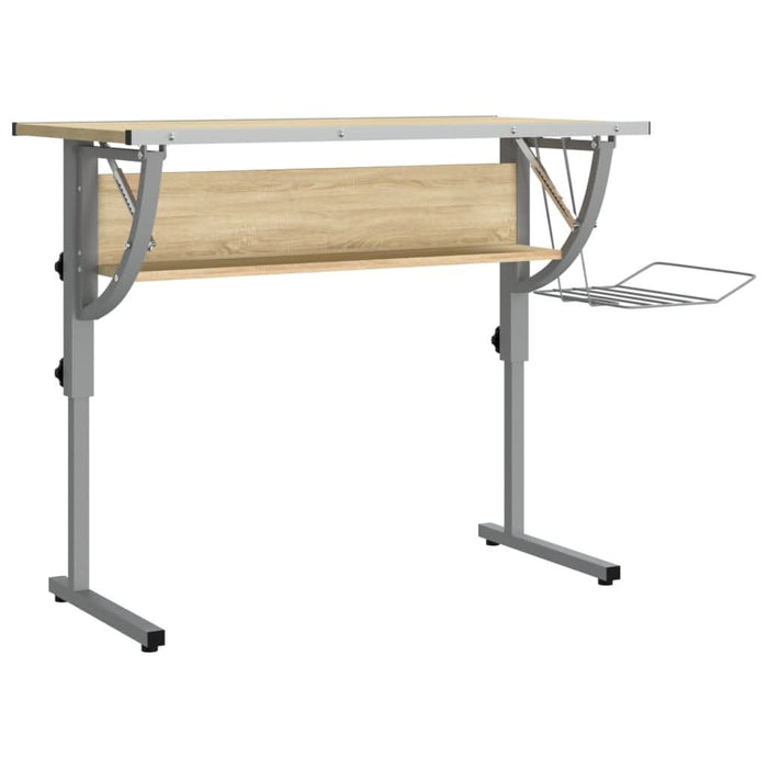 Birou stejar sonoma & gri 110x53x(58-87) cm lemn prelucrat&oțel - WALTI WALTI
