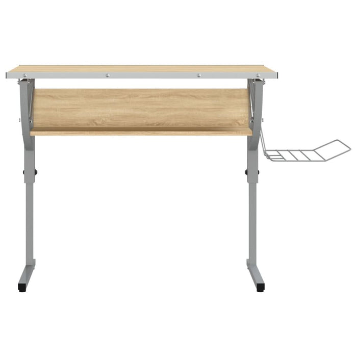 Birou stejar sonoma & gri 110x53x(58-87) cm lemn prelucrat&oțel - WALTI WALTI