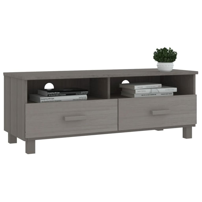 Dulap TV „HAMAR”, gri deschis, 106x40x40 cm, lemn masiv de pin - WALTI WALTI