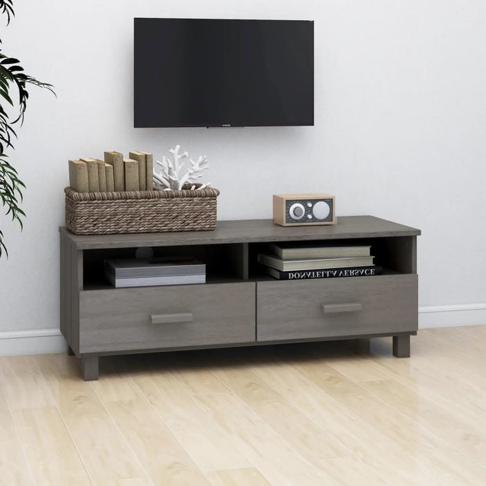 Dulap TV „HAMAR”, gri deschis, 106x40x40 cm, lemn masiv de pin - WALTI WALTI