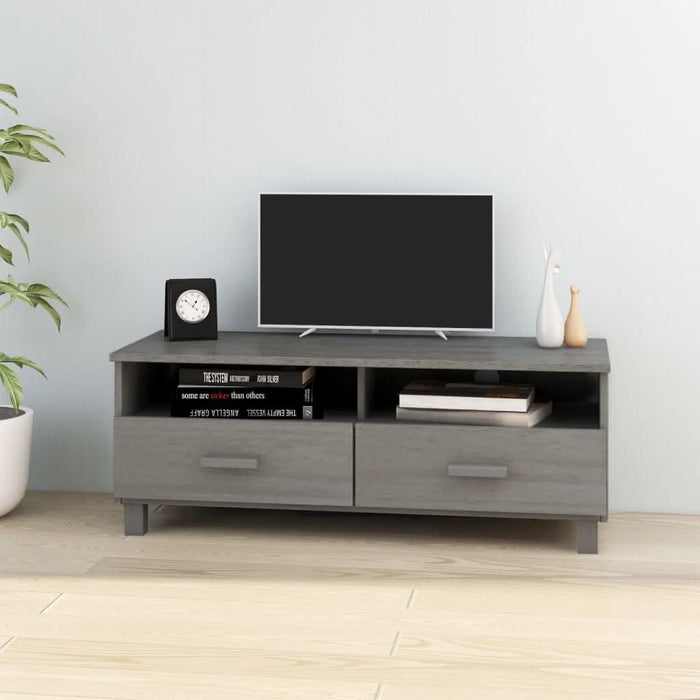 Dulap TV „HAMAR”, gri deschis, 106x40x40 cm, lemn masiv de pin - WALTI WALTI