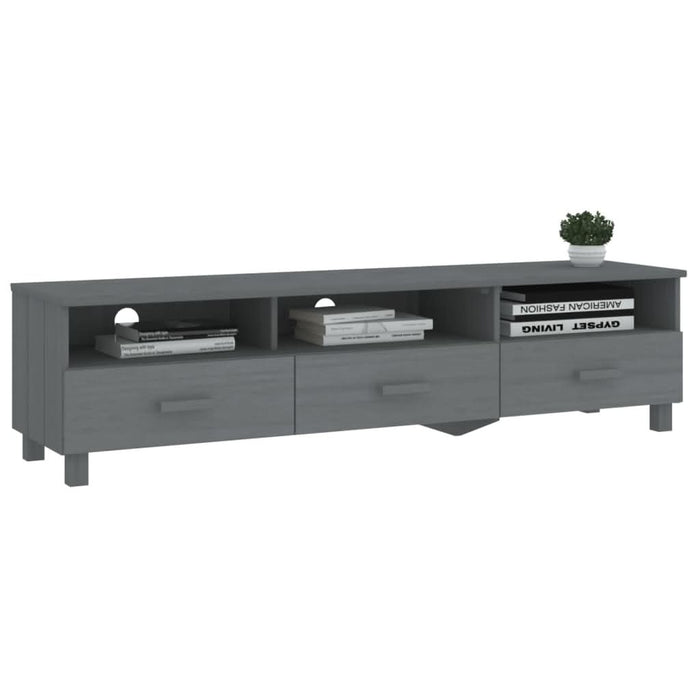 Dulap TV „HAMAR”, gri închis, 158x40x40 cm, lemn masiv de pin - WALTI WALTI