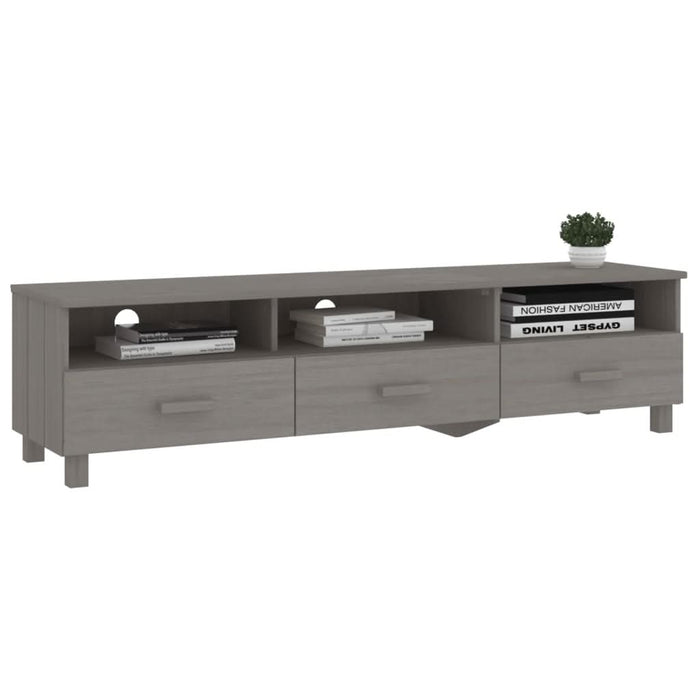 Dulap TV „HAMAR”, gri deschis, 158x40x40 cm, lemn masiv de pin - WALTI WALTI