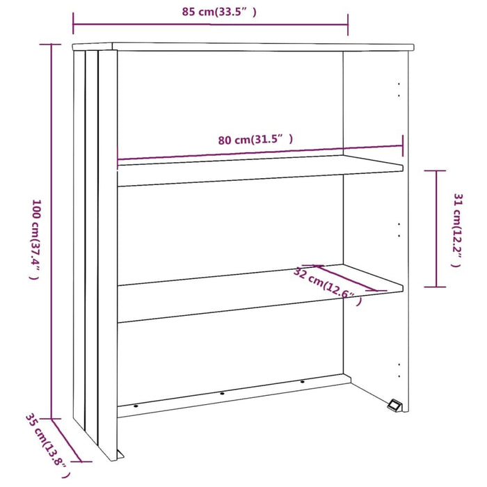 Raft superior comodă „HAMAR” alb, 85x35x100 cm, lemn masiv pin - WALTI WALTI