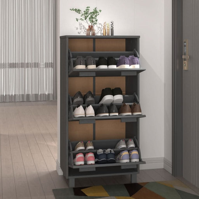 Pantofar „HAMAR”, gri închis, 59,5x35x117cm, lemn masiv pin - WALTI WALTI