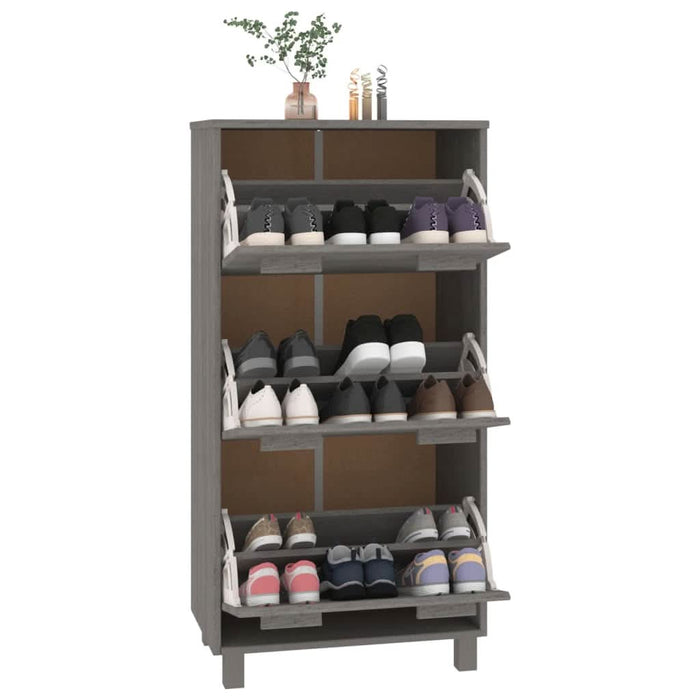 Dulap pantofi, gri deschis, 59,5x35x117 cm, lemn masiv de pin - WALTI WALTI