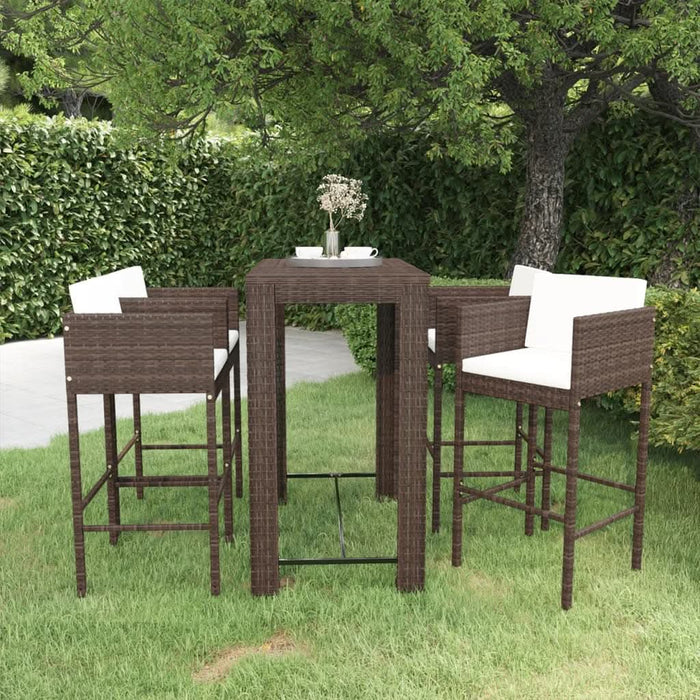 Set mobilier bar de grădină cu perne, 5 piese, maro, poliratan - WALTI WALTI
